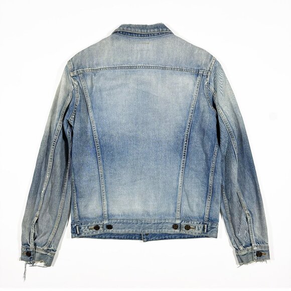 Saint Laurent Classic Denim Jacket Blue Distressed Size L - Picture 2 of 11